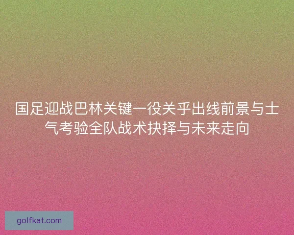国足迎战巴林关键一役关乎出线前景与士气考验全队战术抉择与未来走向