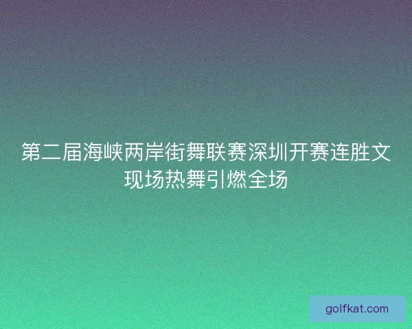 第二届海峡两岸街舞联赛深圳开赛连胜文现场热舞引燃全场